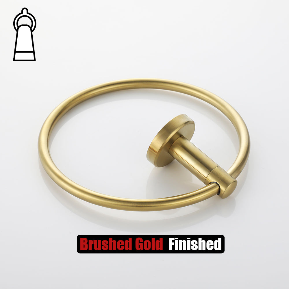 Gold Towel Ring JQK Hand Towel Bar, Stainless Steel Towel Ring