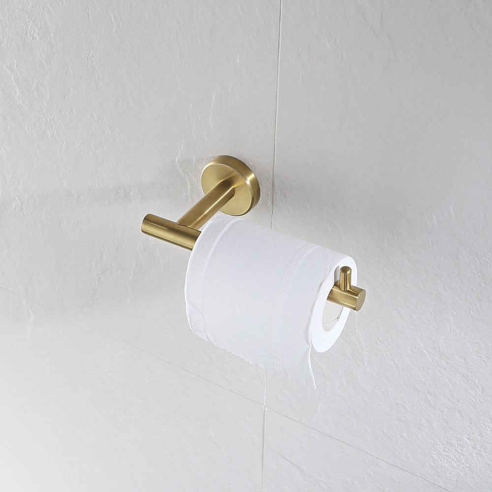 PARLOS Brushed Gold Toilet Paper Holder, Wall Mounted Tissue Roll Hanger  for Bathroom & Kitchen, 2101708
