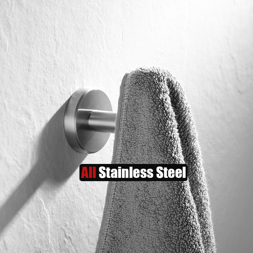 Cubilan Towel J-Hook Screw-In Round Wall Mounted Corrosion Resistant Steel  Gray