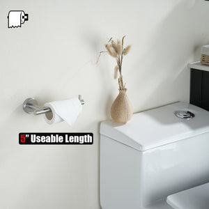 JQK Bath Hardware Towel Bar Accessory Set, 5-Piece Bathroom Accessories Fixtures Set Brushed Finished Wall Mount Includes 24" Towel Bar, 9" Hand Towel Bar, Toilet Paper Holder, Robe Hook x2, BAS105-BN