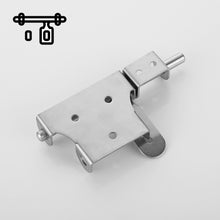Load image into Gallery viewer, JQK Sliding Gate Latch 6 Inch, Thickening 304 Stainless Steel Barrel Bolt with Padlock Hole, Interior Door Latches Brushed Finish, 2 Pack. DL120-BN-P2