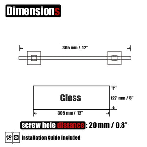 JQK Bathroom Glass Shelf Gold, Tempered Glass Shower Storage 12 by 5 inches, 304 Stainless Steel Brushed Gold Wall Mount, TGS201L12-BG