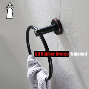 JQK Towel Ring Oil Rubbed Bronze, Stainless Steel Hand Towel Holder for Bathroom, ORB Wall Mount, TR130-ORB