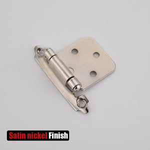 JQK 1/2 Inch Overlay Cabinet Door Hinges, Flush Cabinet Hinges, 20 Pack Satin Nickel, CH200-SN-P20