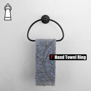 JQK Towel Ring Matte Black, Stainless Steel Half Ring Towel Holder for Bathroom, 7 Inch Brushed Finished Wall Mount, TR160-PB