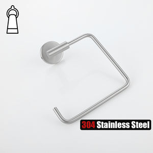 JQK Towel Ring, Stainless Steel Square Ring Towel Holder for Bathroom, 6 Inch Brushed Finished Wall Mount, TR140-BN