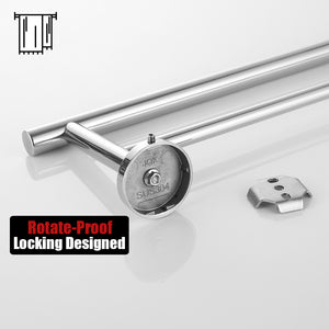 JQK Chrome Towel Bar, 12/18/24/30/36 Inch 304 Stainless Steel Thicken 0.8mm Double Bath Towel Rack for Bathroom, Towel Holder Polished Chrome Wall Mount, Total Length 15/20.5/27/33/39 Inch, TB100L12/18/24/30/36-CH