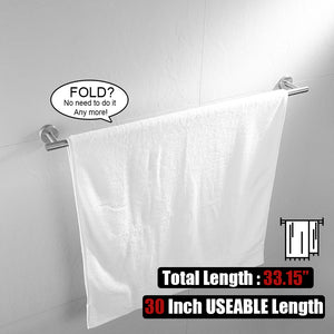 JQK Bath Towel Bar, 9/12/18/24/30/36 Inch 304 Stainless Steel Thicken 0.8mm Towel Rack Bathroom, Towel Holder Brushed Finished Wall Mount, Total Length 12/15/20.7/27/33/39 Inch, TB110L9/12/18/24/30/36-BN