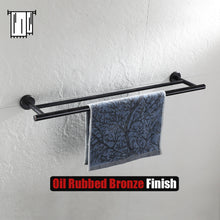 Load image into Gallery viewer, JQK Double Towel Bar, Oil Rubbed Bronze 12/18/24/30/36 Inch 304 Stainless Steel Thicken 0.8mm Bath Towel Rack for Bathroom, Towel Holder Wall Mount ORB, Total Length 15/20.5/27/33/39 Inch, TB100L12/18/24/30/36-ORB