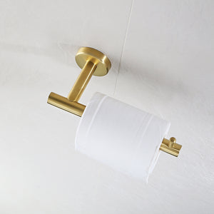 JQK Gold Toilet Paper Holder, 5 Inch Tissue Paper Dispenser, 304 Stainless Steel Thick 0.8mm Wall Mount, Brushed Brass, TPH100-BG