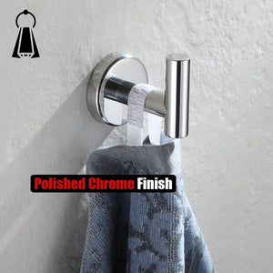 JQK Chrome Bathroom Towel Hook, 304 Stainless Steel Coat Robe Clothes Hook for Bathroom Kitchen Garage Wall Mounted (Pack of 2), TH100-CH-P2