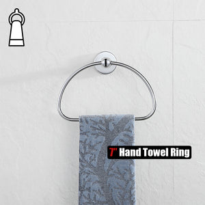 JQK Chrome Towel Ring, Stainless Steel Half Ring Towel Holder for Bathroom, 7 Inch Polished Chrome Wall Mount, TR160-CH