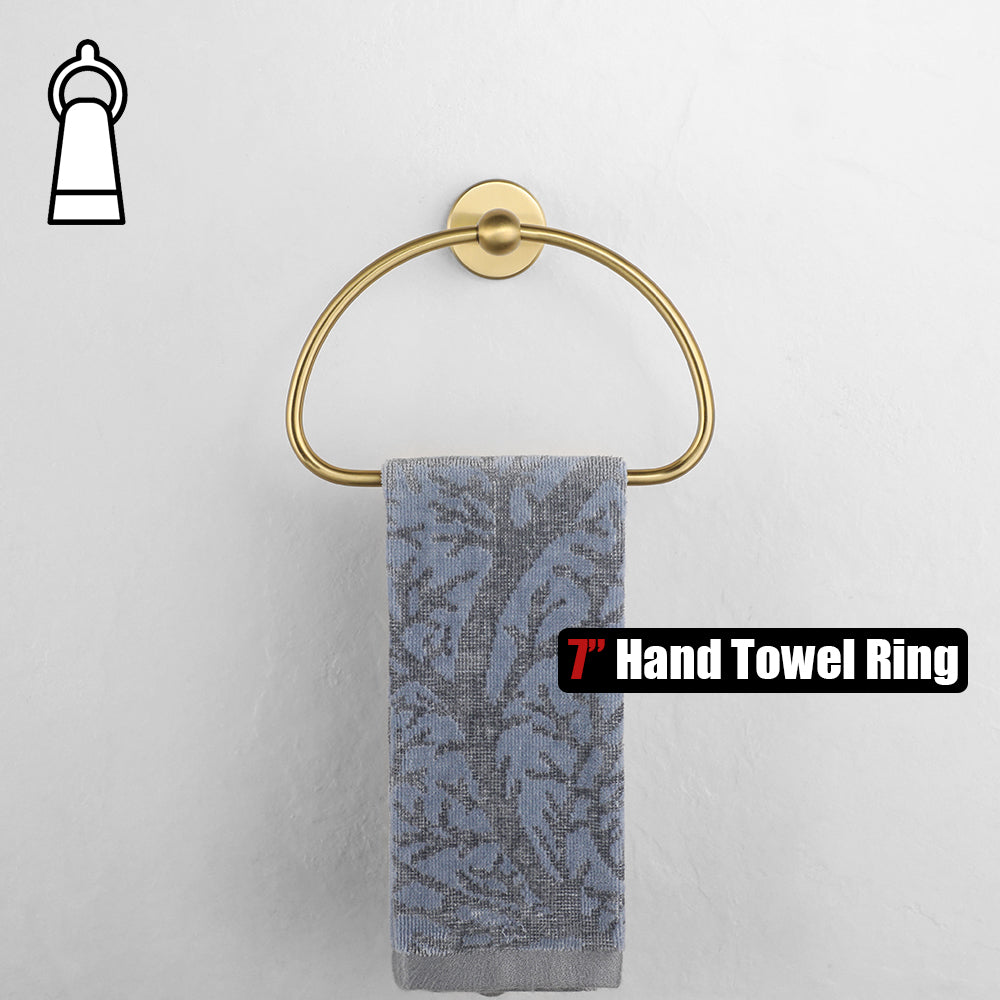 Gold Metal Wall Mounted Triangular Shaped Bathroom Hand Towel Ring
