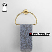 Load image into Gallery viewer, JQK Towel Ring Light Gold, Stainless Steel Half Ring Towel Holder for Bathroom, 7 Inch Brushed Golden Wall Mount, TR160-BG