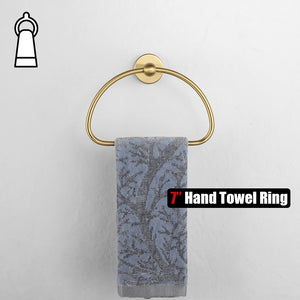 JQK Towel Ring Light Gold, Stainless Steel Half Ring Towel Holder for Bathroom, 7 Inch Brushed Golden Wall Mount, TR160-BG