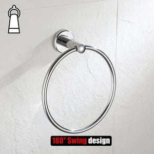 JQK Chrome Towel Ring, 304 Stainless Steel Hand Towel Holder for Bathroom, Polished Finish Wall Mount, TR130-CH