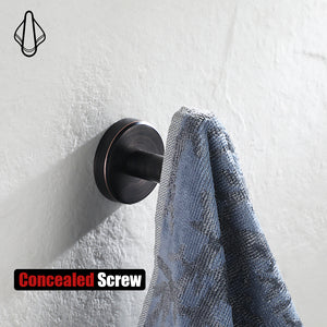 JQK Bathroom Towel Hook Oil Rubbed Bronze, 304 Stainless Steel 0.8mm Coat Robe Clothes Hook for Bathroom Kitchen Garage Wall Mounted (Pack of 2), TH100-ORB-P2