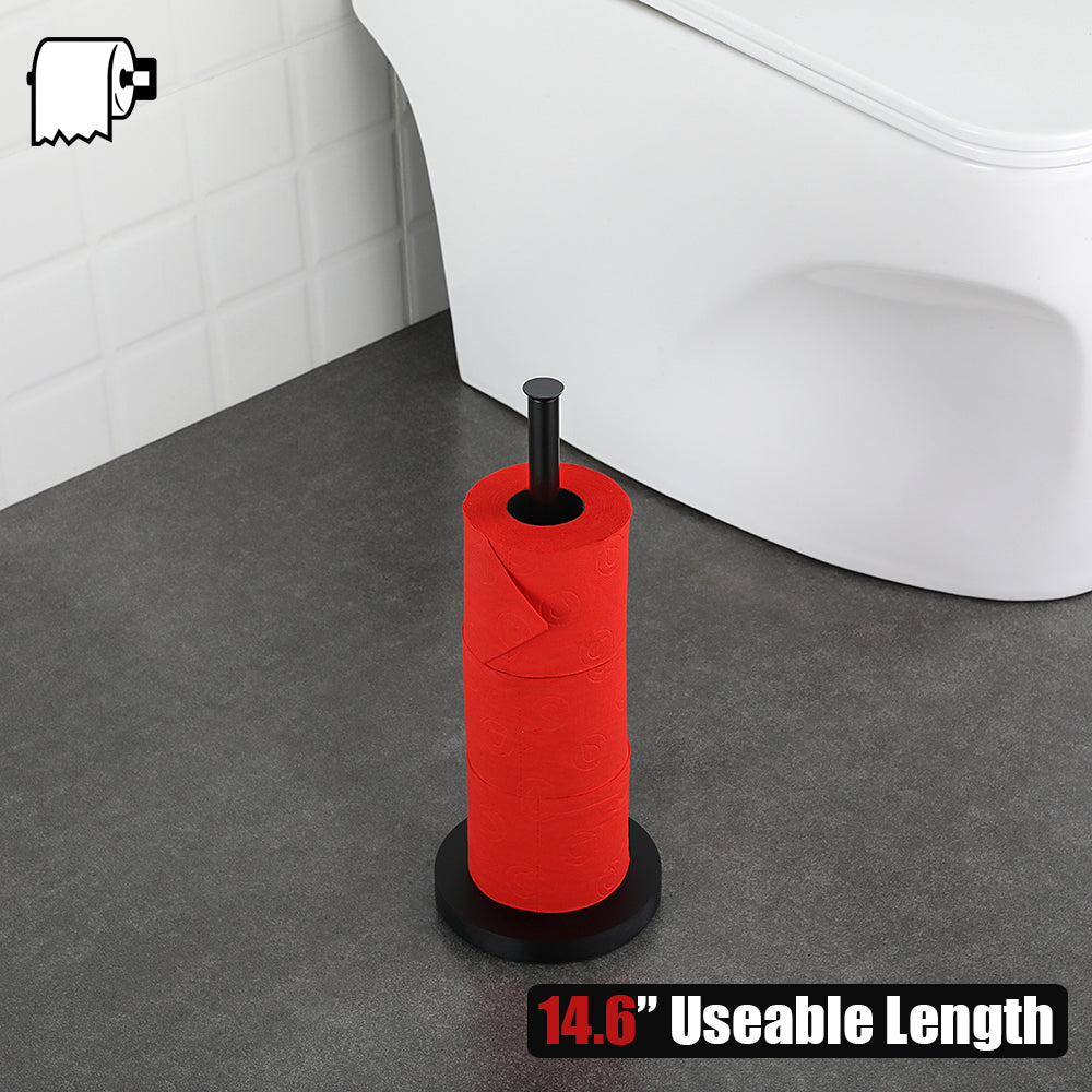 Floor Standing Toilet Paper Holder Black Toilet Roll Holder for Bathroom  304 Stainless Steel Pole 12MM