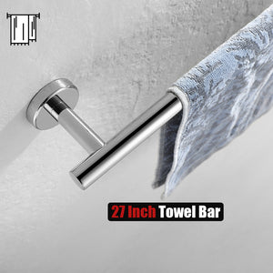 JQK Chrome Towel Bar, 9/12/18/24/30/36 Inch 304 Stainless Steel Thicken 0.8mm Towel Rack Bathroom, Towel Holder Polished Finished Wall Mount, Total Length 12/15/20.7/27/33/39 Inch, TB110L9/12/18/24/30/36-CH