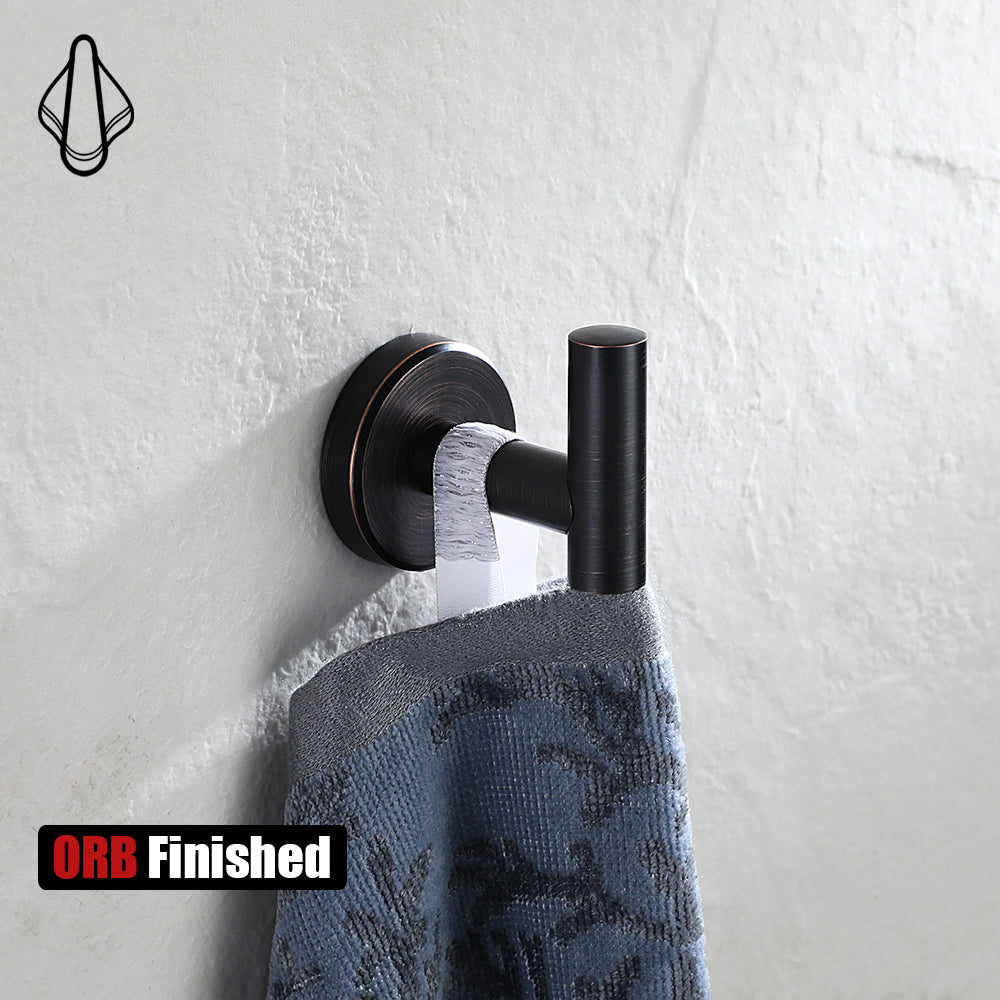 Traditional J-Hook Double Robe/Towel Hook Wall Mounted Bathroom Towel Robe Hook Wall Hooks in Oil Rubbed Bronze (6-pack)