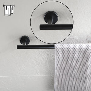 JQK Black Towel Bar, 9/12/18/24/30/36 Inch 304 Stainless Steel Thicken 0.8mm Towel Rack Bathroom, Towel Holder Matte Black Wall Mount, Total Length 12/15/20.7/27/33/39 Inch, TB110L9/12/18/24/30/36-PB