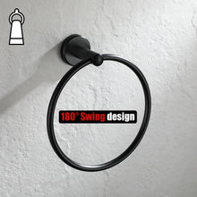 Load image into Gallery viewer, JQK Black Towel Ring, 304 Stainless Steel Matte Black Hand Towel Holder for Bathroom, Wall Mount, TR130-PB