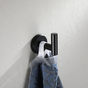 JQK Black Bathroom Towel Hook, Coat Robe Clothes Hook for Bathroom Kitchen Garage Wall Mounted (2 Pack), 304 Stainless Steel Matte Black, TH100-PB-P2