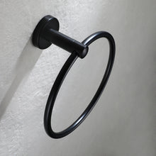 Load image into Gallery viewer, JQK Black Towel Ring, 304 Stainless Steel Matte Black Hand Towel Holder for Bathroom, Wall Mount, TR130-PB
