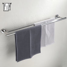 Load image into Gallery viewer, JQK Chrome Towel Bar, 12/18/24/30/36 Inch 304 Stainless Steel Thicken 0.8mm Double Bath Towel Rack for Bathroom, Towel Holder Polished Chrome Wall Mount, Total Length 15/20.5/27/33/39 Inch, TB100L12/18/24/30/36-CH