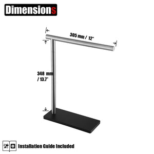 JQK Hand Towel Holder Stand Brushed, Modern Tree Rack Free Standing for Countertop with 12 Inch Bar, 304 Stainless Steel Thicken 0.8mm, HTT170-BN