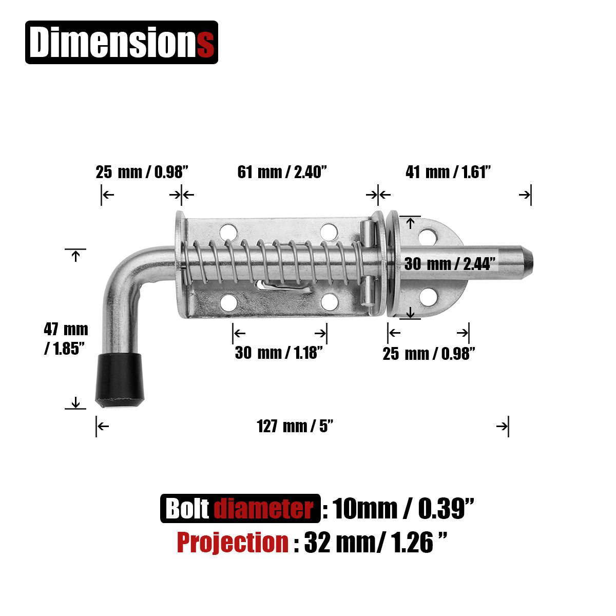 JQK Spring Loaded Latch Pin, 304 Stainless Steel Barrel Bolt Thickened ...