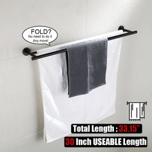 Load image into Gallery viewer, JQK Double Towel Bar, Matte Black 12/18/24/30/36 Inch 304 Stainless Steel Thicken 0.8mm Bath Towel Rack for Bathroom, Towel Holder Wall Mount, Total Length 15/20.5/27/33/39 Inch, TB100L12/18/24/30/36-PB