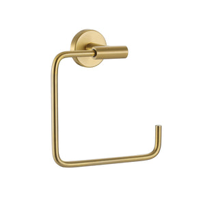JQK Towel Ring Brushed Gold, Stainless Steel Square Ring Towel Holder for Bathroom, 6 Inch Brushed Gold Wall Mount, TR140-BG