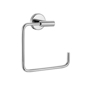 JQK Chrome Towel Ring, Stainless Steel Square Ring Towel Holder for Bathroom, 6 Inch Matte Black Wall Mount, TR140-CH