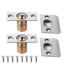Load image into Gallery viewer, JQK Closet Door Ball Catch Hardware, Stainless Steel Catch Adjustable with Strike Plate, Brushed Satin Finish 2 Pack, HBC100-P2