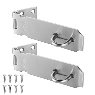 JQK Door Hasp Latch Lock, 5 Inch Stainless Steel Safety Packlock Clasp, Brushed Finish 2 Pack, DL130-BN-P2