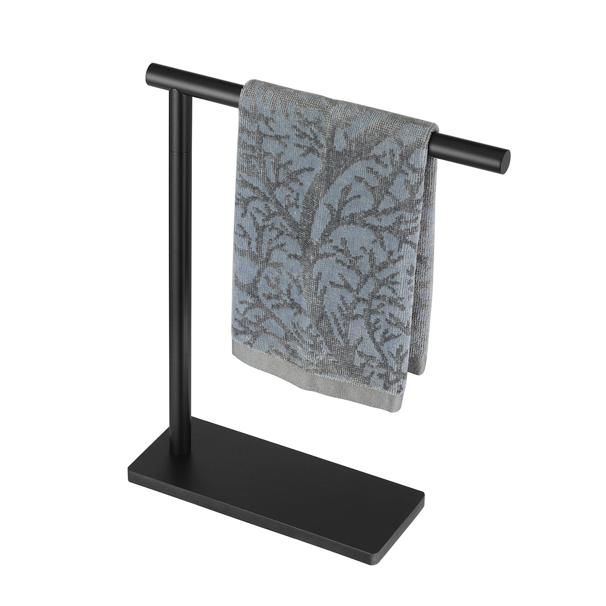 JQK Hand Towel Holder Stand Black, Modern Tree Rack Free Standing