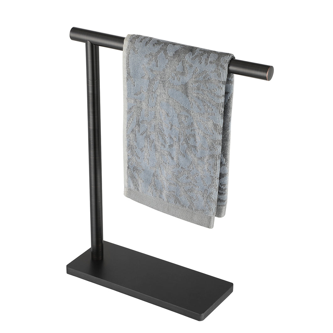 JQK Hand Towel Holder Stand Oil Rubbed Bronze, Modern Tree Rack Free Standing for Countertop with 12 Inch Bar, 304 Stainless Thicken 0.8mm Steel ORB, HTT170-ORB