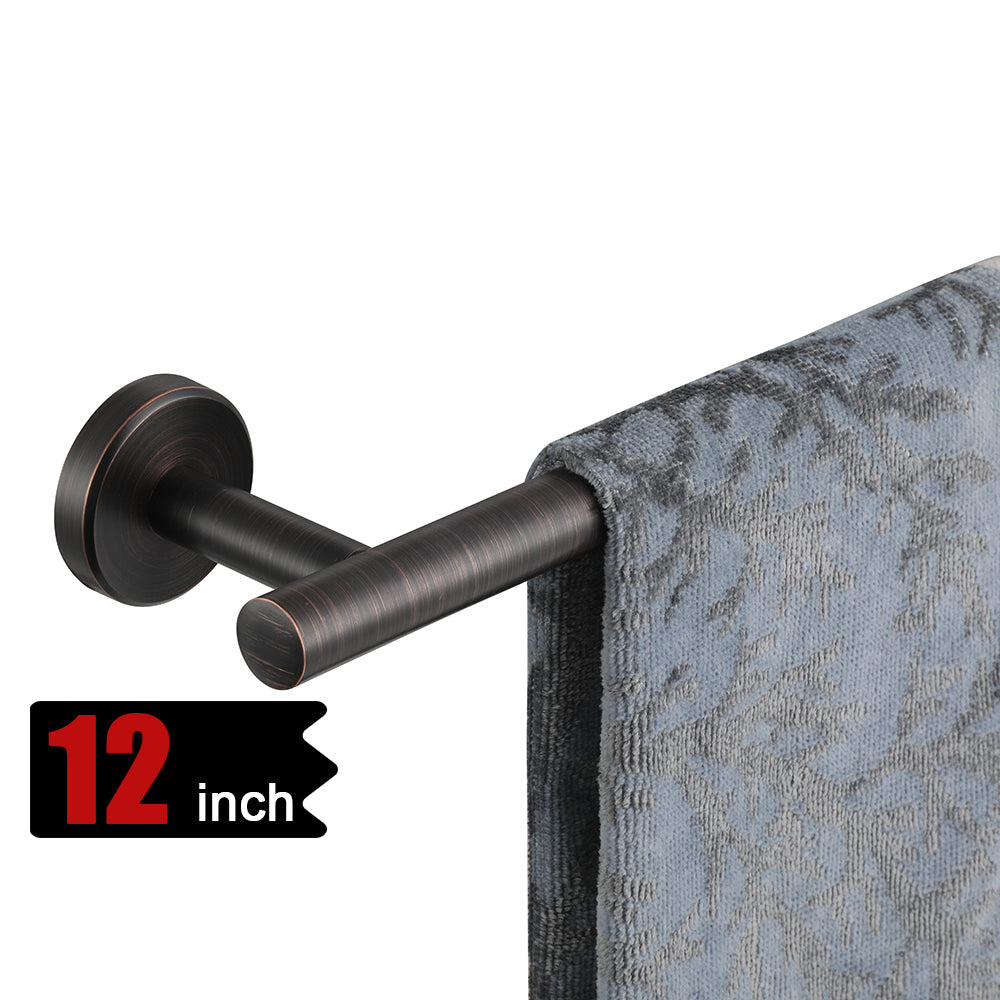 JQK Oil Rubbed Bronze Towel Bar, 9/12/18/24/30/36 Inch 304 Stainless Steel Thicken 0.8mm Towel Rack Bathroom, Towel Holder Wall Mount, Total Length 12/15/20.7/27/33/39 Inch, TB110L9/12/18/24/30/36-ORB