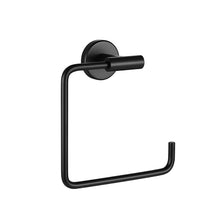 Load image into Gallery viewer, JQK Black Towel Ring, Stainless Steel Square Ring Towel Holder for Bathroom, 6 Inch Matte Black Wall Mount, TR140-PB