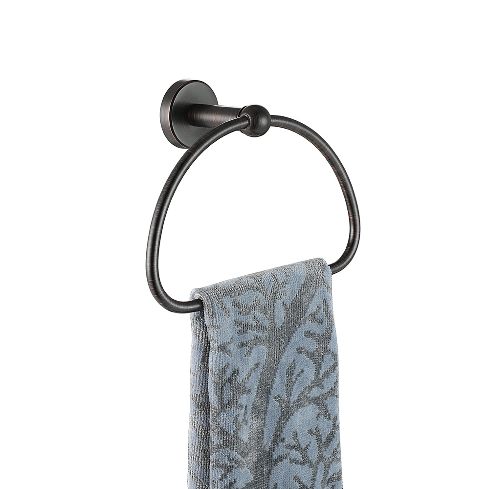 Oil Rubbed Bath Towel Hooks with Gray Stripe Turkish Towels